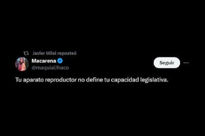 El retuit de Javier Milei en medio de los rumores sobre la eliminación del cupo de género para cargos legislativos