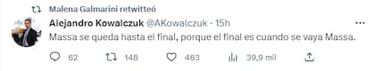 El retuit de Malena Galmarini