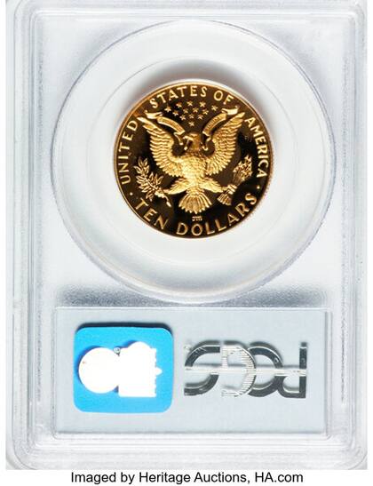 El reverso de la moneda conmemorativa de 10 dólares que vale más de US$1000 en el mercado de coleccionistas
