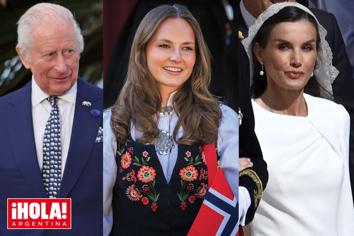 El rey Carlos III, Ingrid de Noruega y Letizia de España.