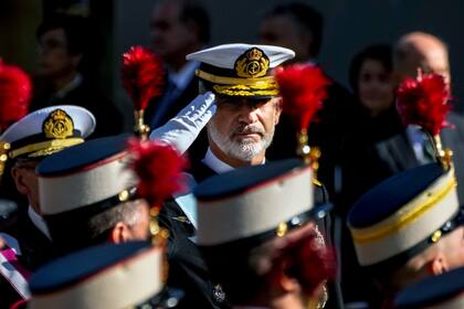 El rey Felipe VI de España, durante el desfile por el Día de la Hispanidad