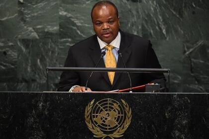 El rey Mswati III en uno de sus discursos oficiales ante la Asamblea General de Naciones Unidas