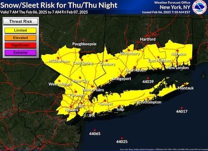El riesgo de nevadas en el sureste de Nueva York este sábado 8 de febrero