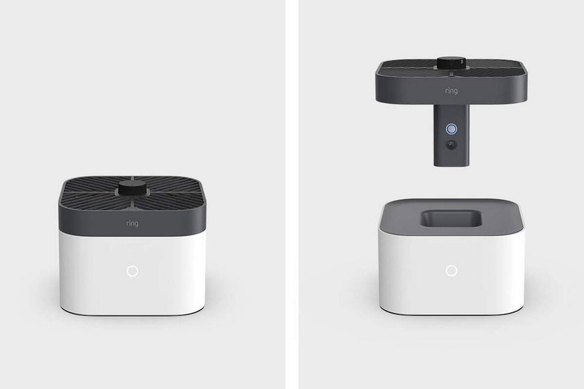 El Ring Always Home Cam de Amazon, un dron para interiores que es promocionado como un producto para la seguridad del hogar