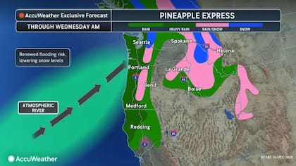 EL "río atmosférico" avanza hacia el noreste de California, Washington y Oregon