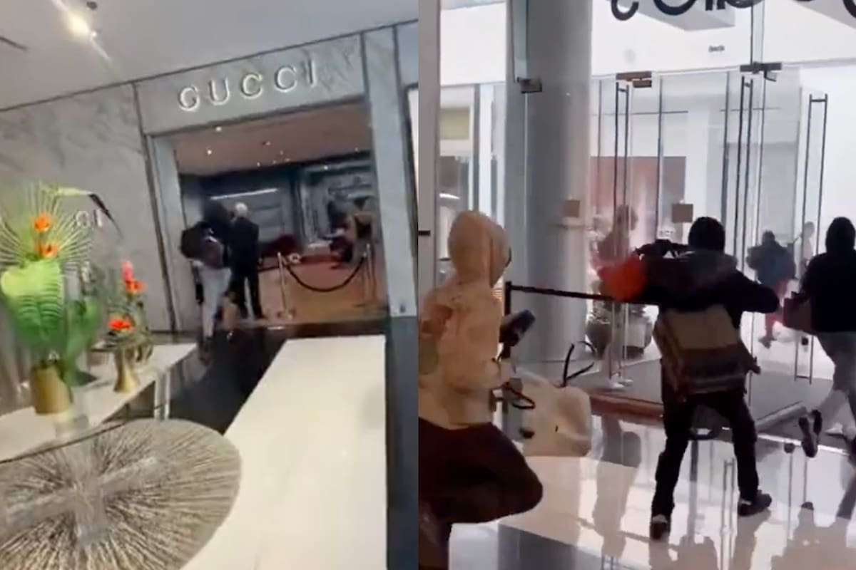 El robo al estilo piraña ocurrió a plena luz del día en el local de lujo, ubicado en las cercanías de Beverly Hills, en California