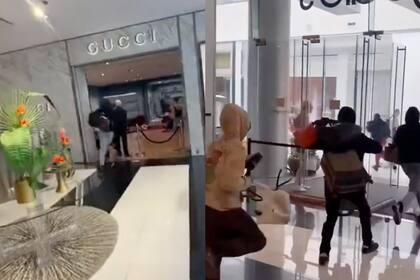 El robo al estilo piraña ocurrió a plena luz del día en el local de lujo, ubicado en las cercanías de Beverly Hills, en California