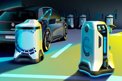 El robot de carga de Volkswagen puede brindar su servicio de forma simultánea a varios vehículos eléctricos