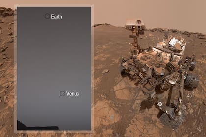 El rover Curiosity y la foto que tomó de la Tierra y Venus el 5 de junio de 2020 desde la superficie de Marte