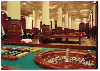 El salón principal del casino, en el Argentino Hotel