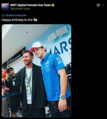 El saludo de Alpine para Messi por su cumpleaños.