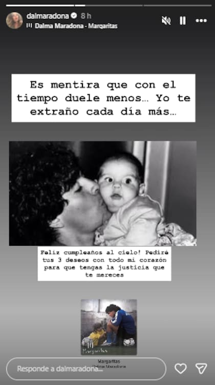 El saludo de Dalma Maradona para Diego (Foto: Instagram)