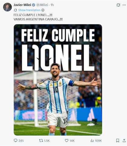 El saludo de Javier Milei (Captura: X)