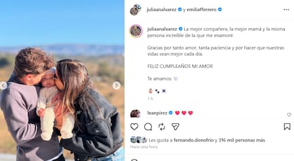 El saludo de Julián Álvarez para su pareja en el día de su cumpleaños