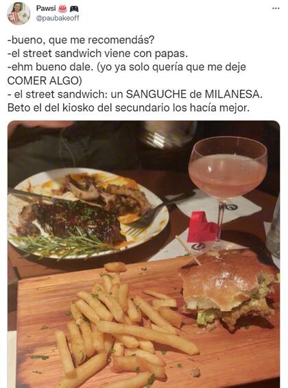 El sándwich de milanesa que pidió la exconcursante de Bake Off Argentina (Foto: Twitter)
