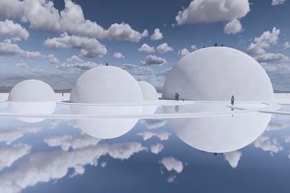 El Santuario del Agua se reflejará sobre un estanque en las Salinas Grandes