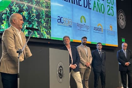 El secretario de Agricultura, Sergio Iraeta, mientras habló en el encuentro de fin de año de las cadenas agrícolas