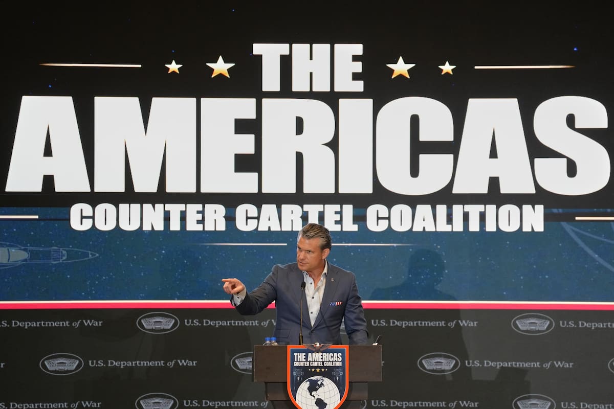 El secretario de Defensa de Estados Unidos, Pete Hegseth, durante el foro de la Coalición de las Amé