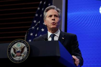 El secretario de Estado Antony Blinken en un evento en el Atlantic Council en Washington el 14 de enero del 2025