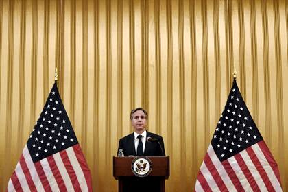 El secretario de Estado de Estados Unidos, Antony Blinken, habla durante un evento en Doha, Qatar, el martes 7 de septiembre de 2021. (Olivier Douliery/Pool Photo vía AP)