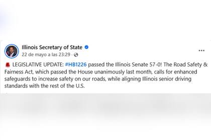 El secretario de Estado de Illinois mencionó la aprobación del proyecto de ley en el Senado