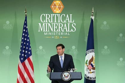 El secretario de Estado, Marco Rubio, en la reunión de minerales críticos en Washington.