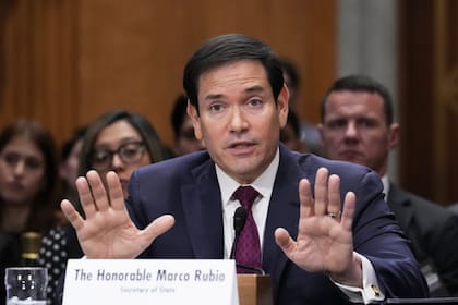 El secretario de Estado norteamericano, Marco Rubio, en una comparecencia en el Senado, en Washington.