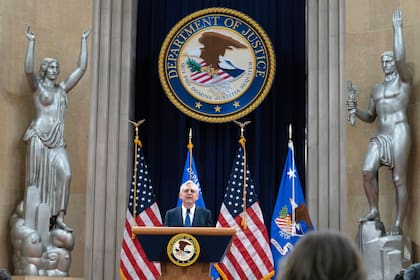 El secretario de Justicia de Estados Unidos, Merrick Garland, habla durante una conferencia anual en la sede del Departamento de Justicia en Washington, el jueves 12 de septiembre de 2024