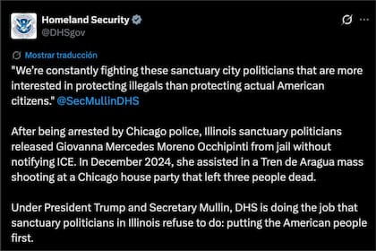 El secretario del DHS, Markwayne Mullin, sostuvo que los políticos de ciudades santuario "están más interesados en proteger a los ilegales que a los ciudadanos estadounidenses reales"