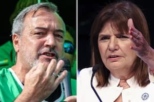 El secretario general de ATE, Rodolfo Aguiar, y la ministra de Seguridad, Patricia Bullrich