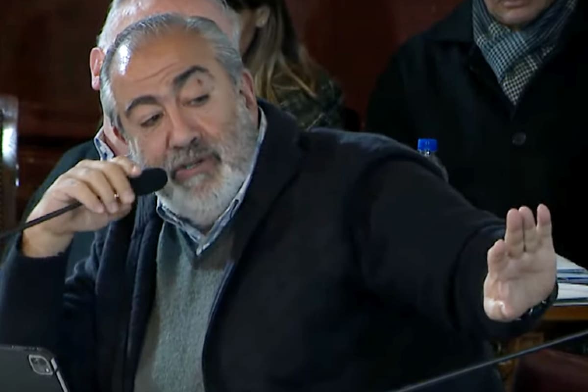 El secretario general de la Confederación General del Trabajo (CGT), Héctor Daer, durante el plenario de comisiones del Senado sobre la Ley Bases