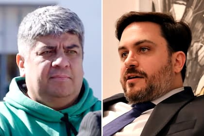 El secretario general de la Confederación General del Trabajo (CGT), Pablo Moyano, junto al legislador porteño por La Libertad Avanza (LLA), Ramiro Marra