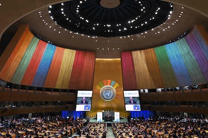 El Secretario General de las Naciones Unidas, António Guterres, habla en la sesión inaugural de la segunda Cumbre de Objetivos de Desarrollo Sostenible (SDG) el 18 de septiembre de 2023, antes de la 78ª Asamblea General de la ONU.