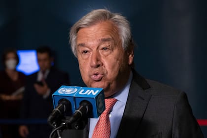 El Secretario General de las Naciones Unidas, Antonio Guterres, hace declaraciones antes de la conferencia de revisión del Tratado de No Proliferación Nuclear (TNP) de 2022 en la Asamblea General de las Naciones Unidas, el lunes 1 de agosto de 2022.