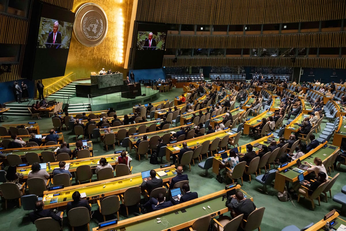 El secretario general de Naciones Unidas António Guterres, habla durante la 79na sesión de la Asamblea General, el martes 10 de septiembre de 2024. (AP Foto/Yuki Iwamura)