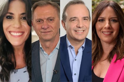 El segundo debate tiene moderadores diferentes a la primera edición del evento (de izquierda a derecha: Mariana Verón, Marcelo Bonelli, Sergio Roulier y Soledad Larghi)