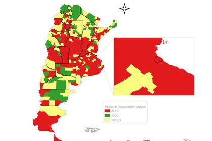 El semáforo epidemiológico que difundió el Gobierno