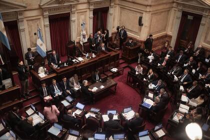 El Senado de la Nación en la sesión por el veto al proyecto de distribución de aportes del Tesoro Nacional (ATN), la sanción de la Ley Nicolás, aprobada en diciembre 2023 por la Cámara de Diputados