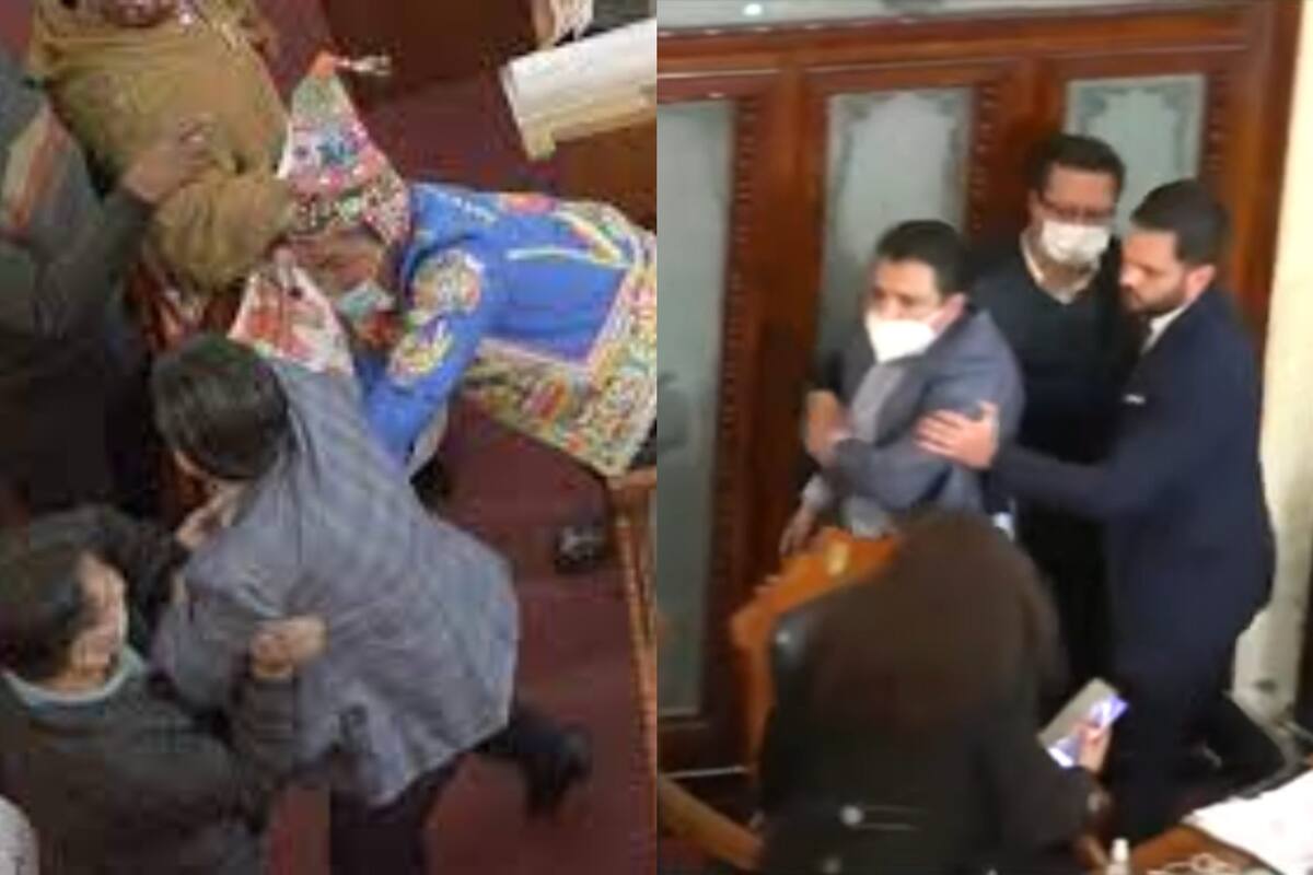 El senador boliviano Henry Montero, del partido Creemos, se trenzó a los golpes con el diputado por el Movimiento al Socialismo Antonio Colque, el martes 8 de junio en plena sesión de la Asamblea Legislativa