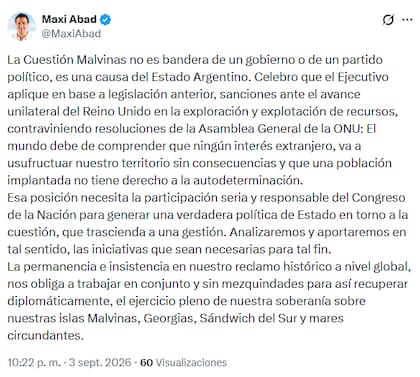 El senador bonaerense también se manifestó en X