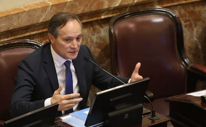 El senador Carlos Espínola, y la banca de Kueider, vacía