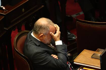 El senador Luis Juez durante el debate en el Senado por la baja de edad de imputabilidad.