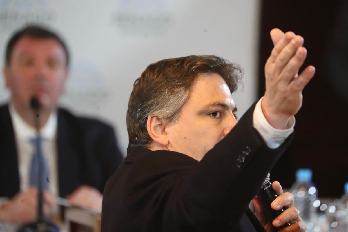 El senador Paoltroni y el Juez Lijo durante la audiencia por el nombramiento del magistrado, en el Senado