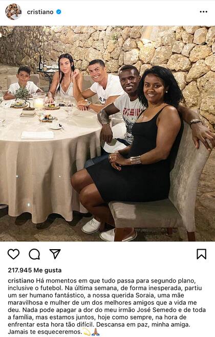 El sentido mensaje de Cristiano para la mujer de su amigo