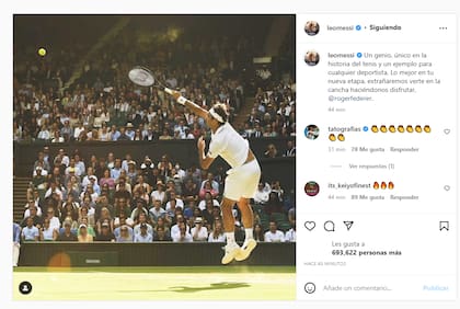 El sentido mensaje de Lionel Messi en la despedida de Roger Federer
