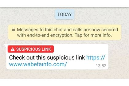 El servicio de chat móvil avisará si un mensaje es sospechoso al detectar un enlace web falso que busca suplantar la identidad de un sitio verdadero