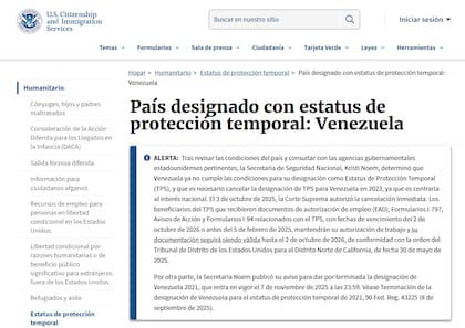 El Servicio de Ciudadanía e Inmigración de Estados Unidos (Uscis, por sus siglas en inglés) mantiene el anuncio que confirma la suspensión del TPS para los venezolanos el 2 de octubre