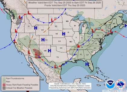 El Servicio Meteorológico Nacional alerta sobre tormentas eléctricas intensas desde el sudeste hasta Nueva Inglaterra