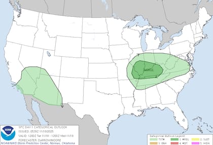 El Servicio Meteorológico Nacional alerta sobre un riesgo leve de lluvias excesivas en el suroeste y sureste de California