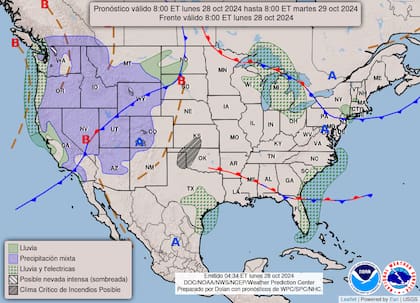 El Servicio Meteorológico Nacional alertó sobre nevadas intensas en las Rocallosas, especialmente en Wyoming, Montana e Idaho